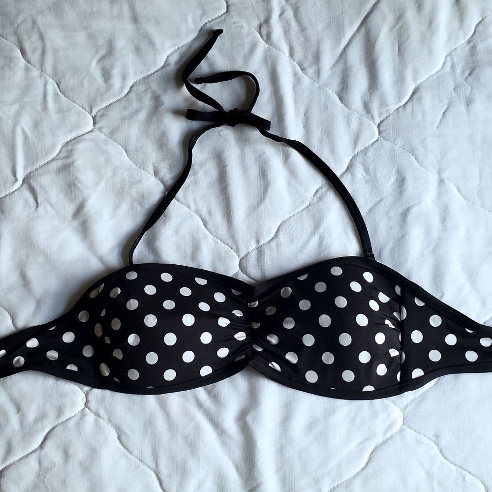 Apt 9 Bandeau/Halter Polka Dot Bikini Top